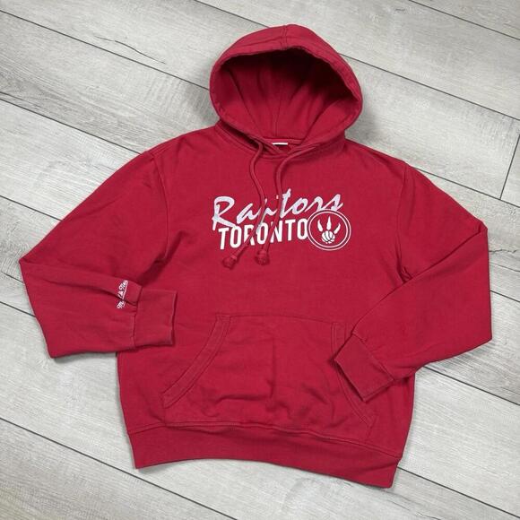 Mitchell & Ness Toronto Raptors Hoodie Red Men Sz M Script Logo Pullover Fleece - Picture 1 of 8